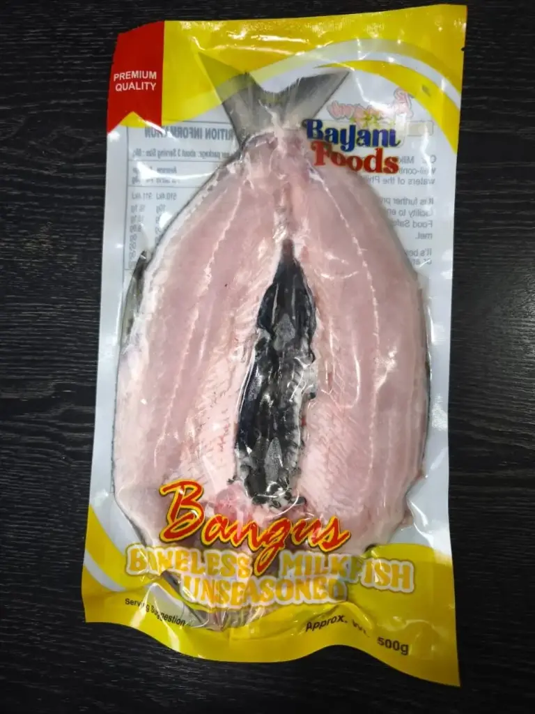 FROZEN Bayani Foods Milkfish (Bangus) Boneless Plain (MP3) 30x500g (3 Pieces)