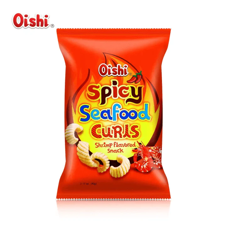 Oishi Spicy Seafood Curls Shrimp Flavor 30 x 90g