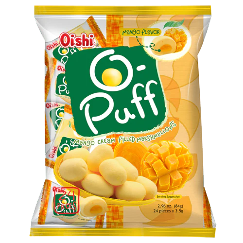 Oishi O-Puff Cream Filled Marshmallow Mango Flavor 30x(24x3.5g)