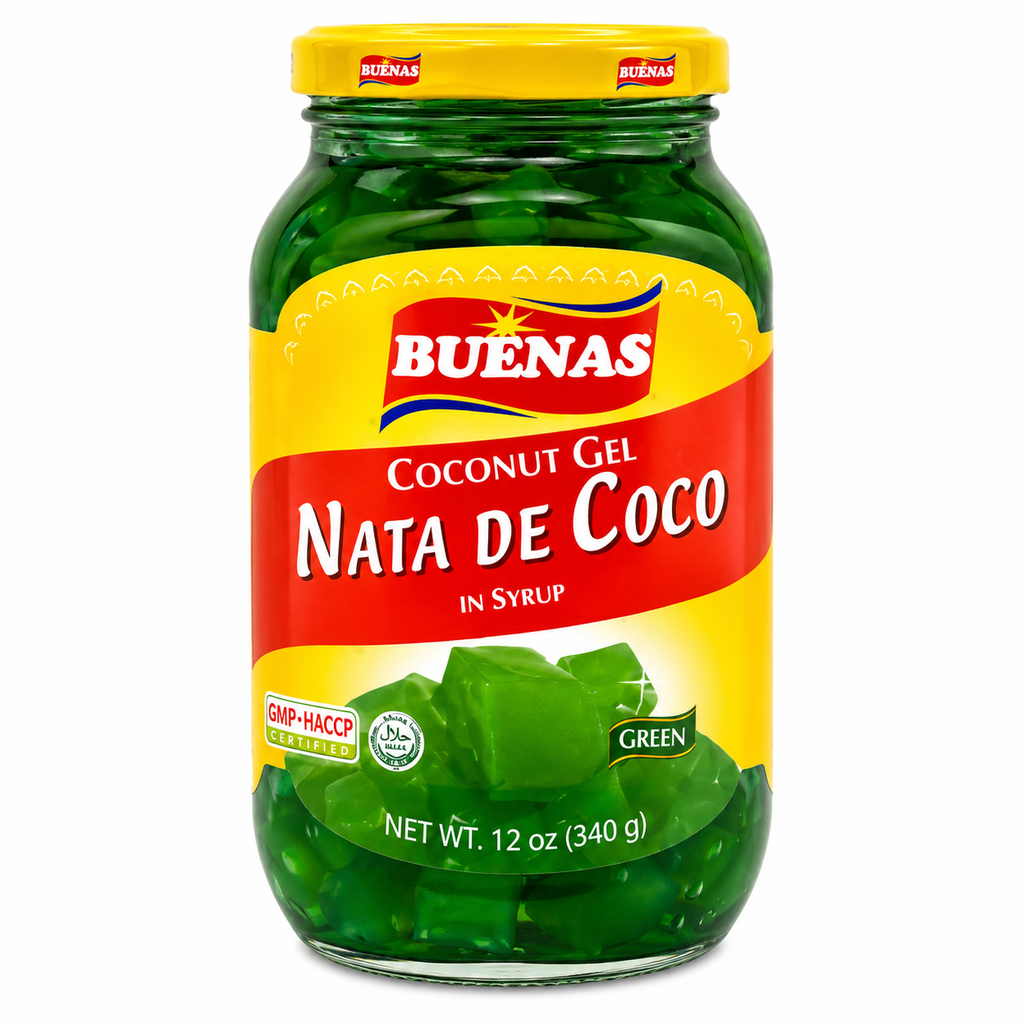 Buenas Sweet Nata De Coco (Coconut Gel) Green 24x340g (Small) ***New Product*** 