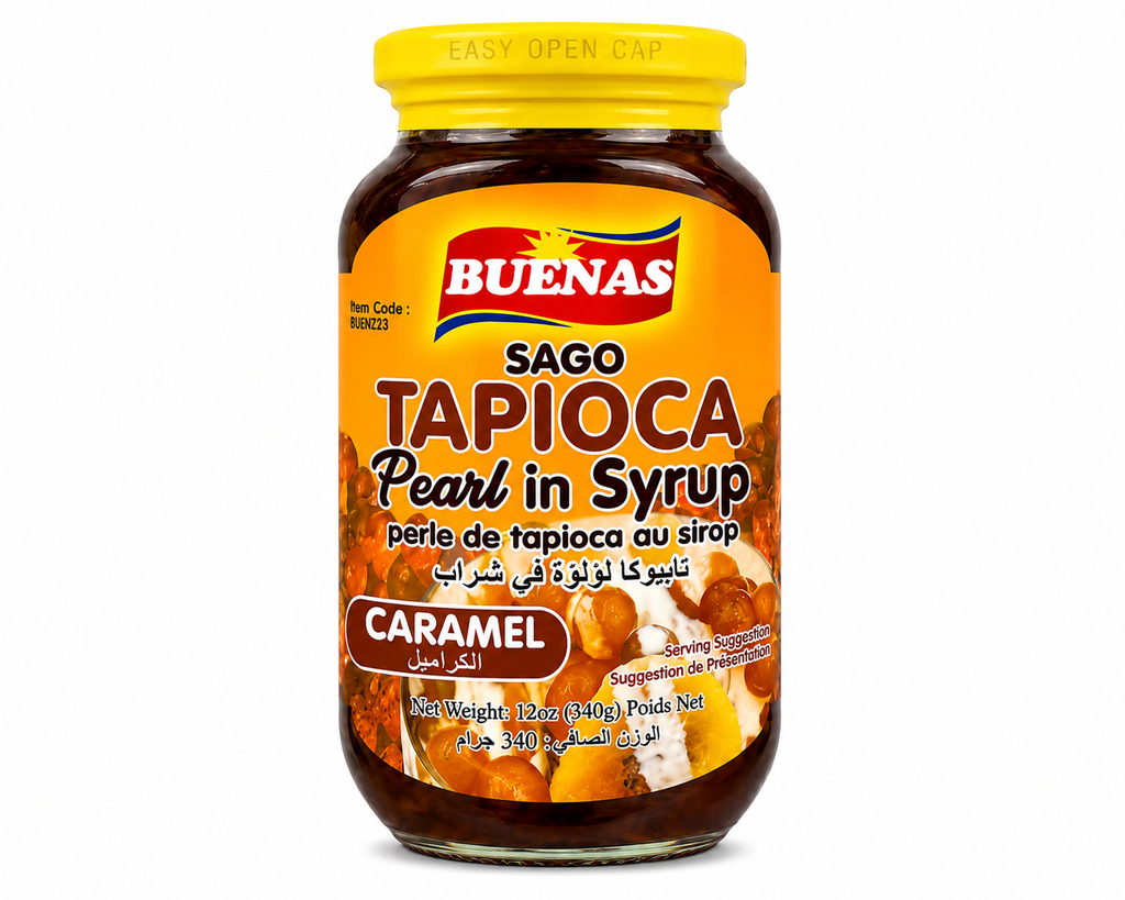 Buenas Tapioca Pearls in Caramel Syrup 24x340g (Small) ***New Product***