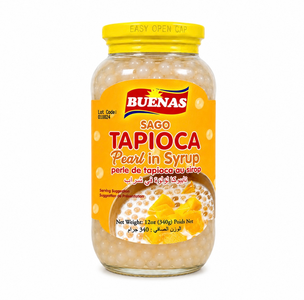 Buenas Tapioca Pearls in White Syrup 24x340g (Small) ***New Product***