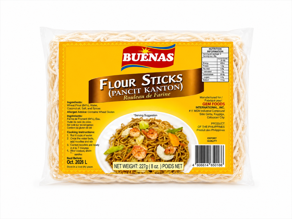 Buenas Flour Sticks (Pancit Canton) 30x227g 50x227g ***New Product***