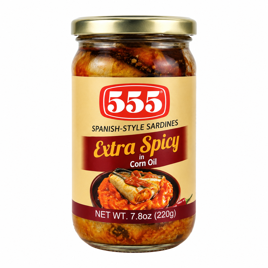 555 Bottle Spanish Sardines Extra Spicy in Corn Oil 24x220g ***New product***