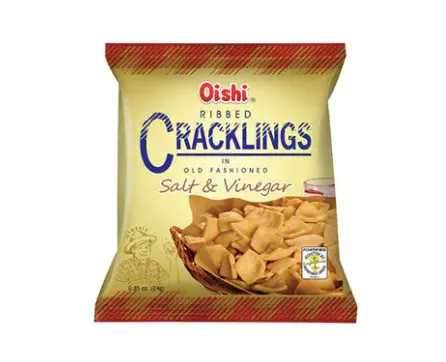 Oishi Ribbed Cracklings Salt & Vinegar 50x50g