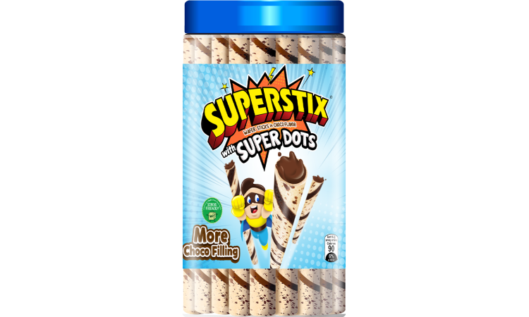 Superstix Wafer Sticks in Choco Flavour with Super Dots 12x330g