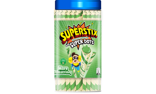 Superstix Wafer Sticks in Pandan Flavour with Super Dots 12x330g