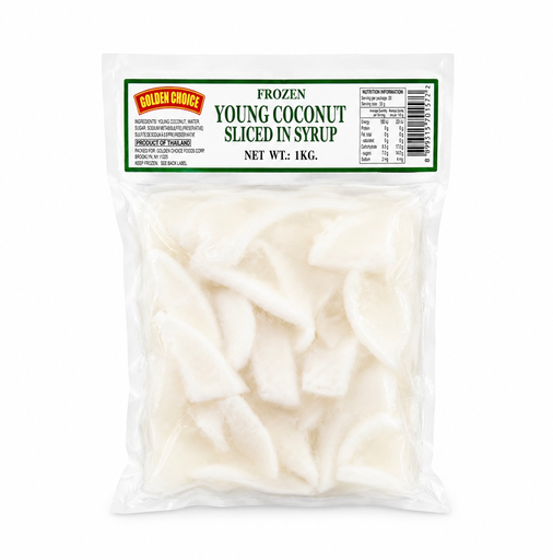 FROZEN Golden Choice Frozen Coconut Meat Sliced in Syrup 15x1kg
