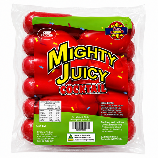 [MIG-COC-002] FROZEN Mighty Juicy Cocktail Hotdogs 30x500g ***New Product***