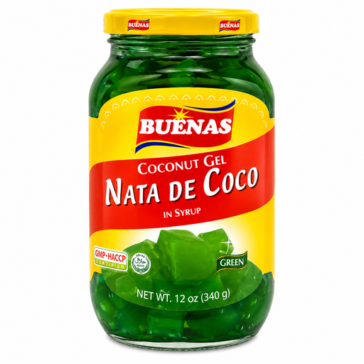 [BUE-NG3-031] Buenas Sweet Nata De Coco (Coconut Gel) Green 24x340g (Small) ***New Product*** 