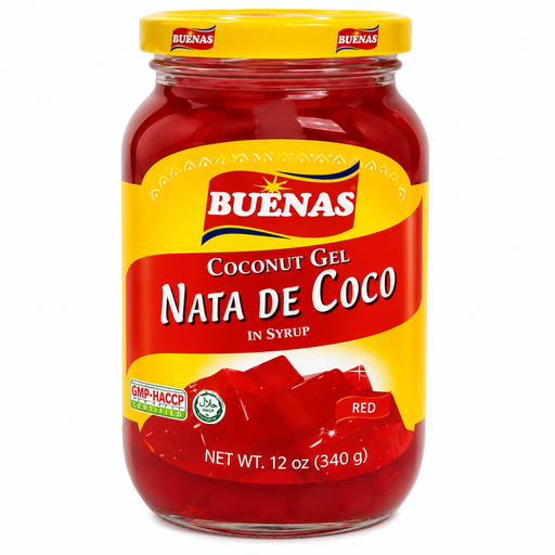 [BUE-NR3-034] Buenas Sweet Nata De Coco (Coconut Gel) Red 24x340g (Small) ***New Product*** 