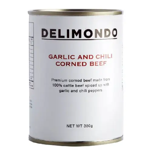 [DLI-CRN-002] Delimondo Corned Beef Garlic & Chili 24x380g ***Back In Stock***