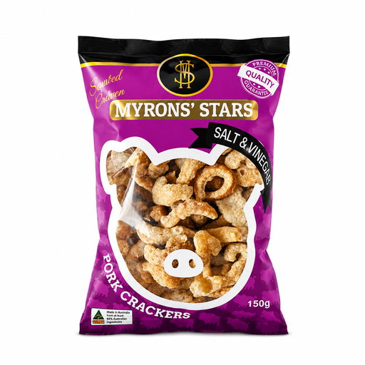 [MYR-SNV-004] Myrons' Stars Pork Crackers Salt & Vinegar 40x150g