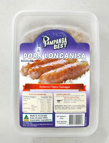 FROZEN Pampanga Best Pork Longanisa Regular 30x450g 